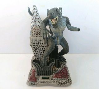 1998 Toho Godzilla Empire State Building Animated Coin Bank Working; With Flaws