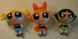 Power Puff Girls - Blossom - Bubbles - Buttercup - Plastic - 4 - 5 " Tall - 2000 - Vintage
