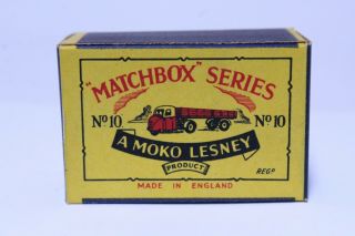 Vintage Matchbox Moko Lesney No 10 Mechanical Horse Truck Empty Box Only