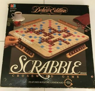 Vintage Scrabble Deluxe Turntable Edition Milton Bradley 1989 Crossword Game