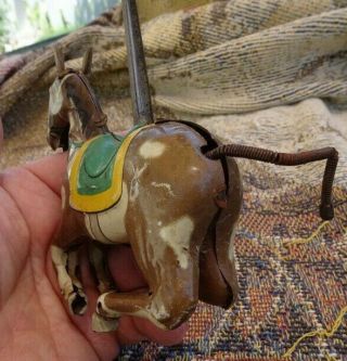 ALPS JAPAN CK CAROUSAL HORSE TIN LITHO WIND - UP TOY WITH TWIRLING TAIL - 4