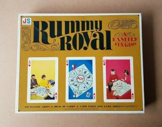 Vintage 1960s Rummy Royal Card Board Game Complete John Sands Poker Table Sheet