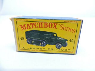 Vintage Lesney Matchbox No.  49 Army Half Track With Box