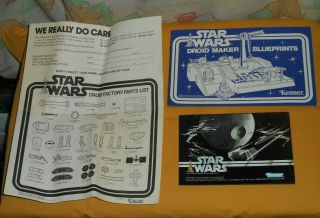 Vintage Star Wars Droid Factory Blueprints,  Parts List,  And Brochure Paperwork