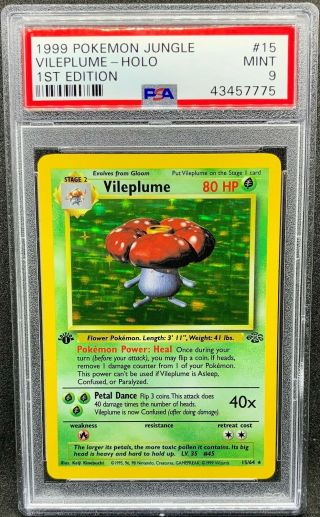 Psa 9 Pokemon 1999 1st Edition Jungle Vileplume Holo Card Wotc 15/64