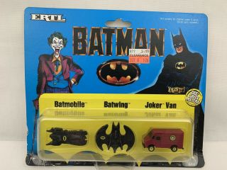 Ertl Batman Die Cast Micro Machines 1989 Batmobile Batwing Joker Van