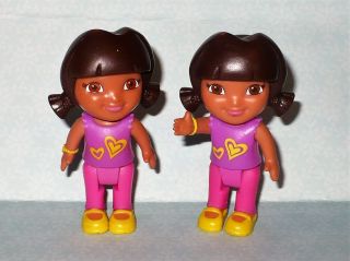 2 Dora The Explorer Twin Dolls Figures Dollhouse Doll House 2012 Mattel/viacom