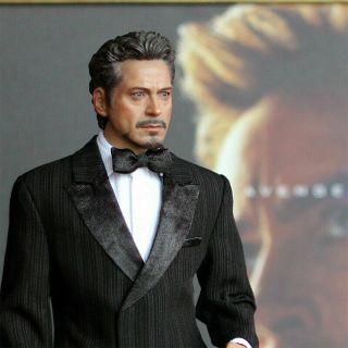 Mk100 1/6 Iron Man Tony Stark Black Striped Suit Clothes Set Model