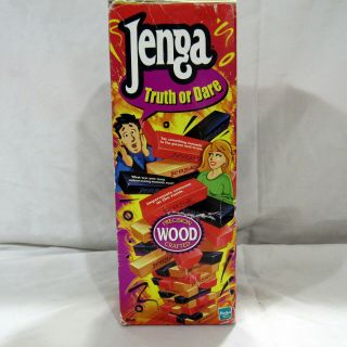 Jenga Truth Or Dare Wood Block Game Hasbro 2000 Complete Hand Counted