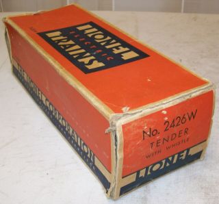 Lionel Postwar 2426w Tender W/whistle Box Only Missing Flaps