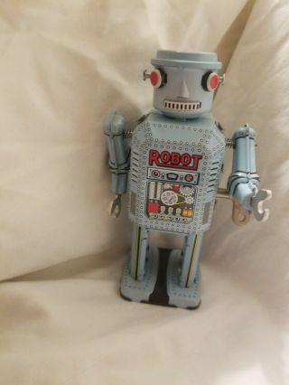 Tin Toy Atomic Man Robot 5.  25 " Retro Wind Up Outer Space Age No Box No Key