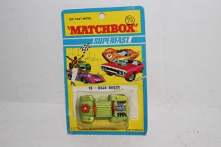 Matchbox Superfast 13 Baja Buggy Dune Buggy,  Green,  Red Exhaust,  In Pack
