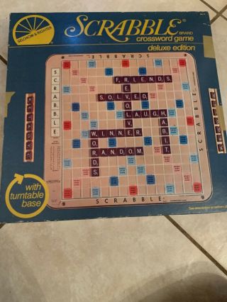 Scrabble 1989 Deluxe Edition Turntable Rotating Board Game 100 Complete 7