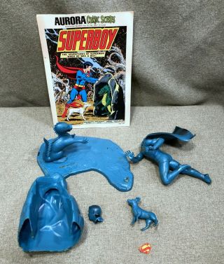 Vintage 1974 Aurora Superboy Model Kit With Comic Instructions