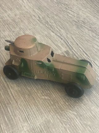 No.  4635 Tootsietoy 1946 - 48 U.  S.  Army Armored Car Camouflaged Color 4  Long.
