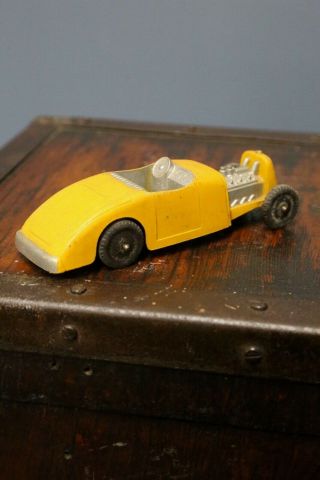 Vintage TootsieToy Hot Rod Car Ford Yellow Rat Rod Metal Toy made in USA old toy 4