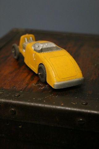 Vintage TootsieToy Hot Rod Car Ford Yellow Rat Rod Metal Toy made in USA old toy 5