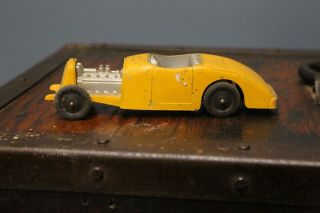 Vintage TootsieToy Hot Rod Car Ford Yellow Rat Rod Metal Toy made in USA old toy 6