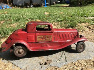 1930 ' s Antique GIRARD Old FIRE CHIEF Pressed Steel SIREN COUPE Vintage TOY CAR 2