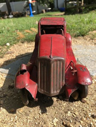1930 ' s Antique GIRARD Old FIRE CHIEF Pressed Steel SIREN COUPE Vintage TOY CAR 3