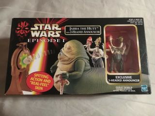 Star Wars Episode I Jabba The Hutt With 2 - Headed Announcer Figure Set