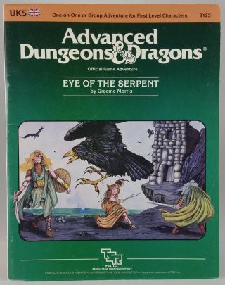 Ad&d 1st Ed Adventure Module - Uk5 Eye Of The Serpent Very Rare 9125 Vintage Tsr