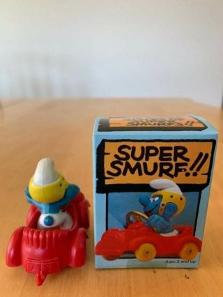 Vintage Schleich Peyo Smurf in Red Car 40210 Toy Smurf No.  6507 2