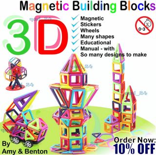 3d Magnetic Building Blocks Construction Puzzle Kids Toy Educational Game Sticks