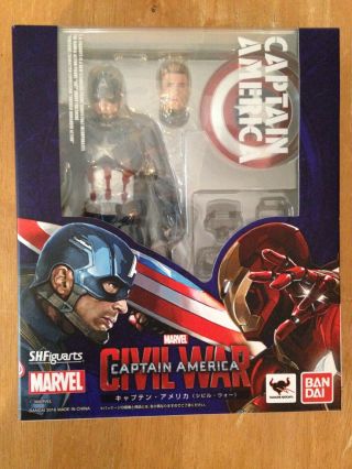Authentic Shf S.  H.  Figuarts Civil War Captain America Steve Rogers Figure Opened