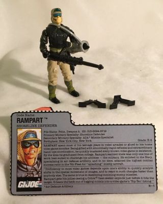 Gi Joe Rampart Figure Complete W/guns Missiles Launcher & File Card 1990