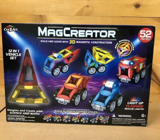 Cra - Z - Art Magcreator 52 Pc.  12 In 1 Vehicle Set 3d Magnetic Construction