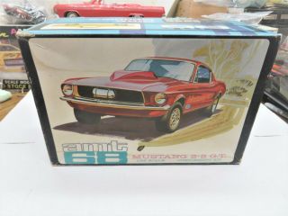 1/25 Amt 1968 Ford Mustang 2,  2 Gt Model Box With Instructions 6168