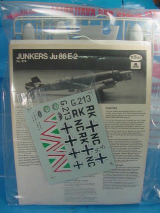 1/72 Testors/italeri 874 Junkers Ju86 E - 2 Model Airplane Bagged Complete Kit