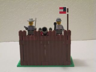 Lego Custom Western American Civil War Confederate Fort W/ 3 Soldiers Minifigs