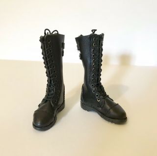 1:6 Scale Female Black Combat Boots With Laces Tomb Raider Hot Toys