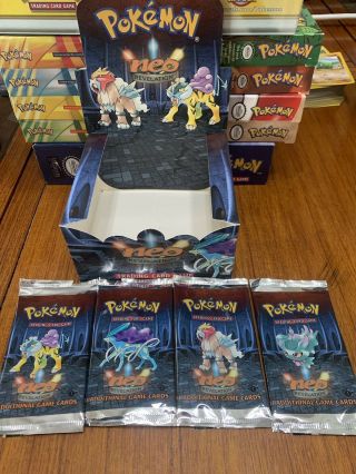 Pokemon Empty 1st Edition Neo Revelations Booster Box And All 4 Booster Artworks