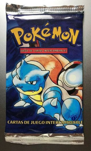 Pokemon 1st Edition Booster Pack Base Set Blastoise Art Spanish Tcg -