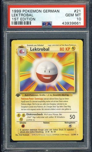 1999 Pokemon German 1st Edition 21 Lektrobal Psa 10 091419