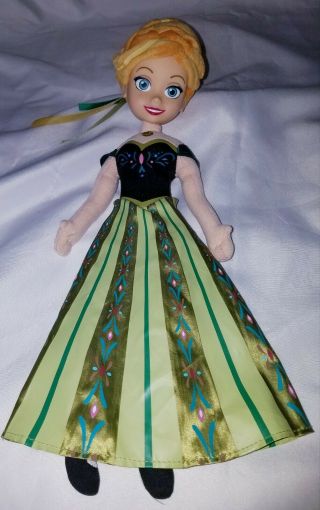 Just Play Disney Princes Anna Frozen 17 " Vinyl Face Plush Doll Coronation Outfit