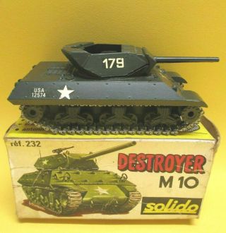 Solido No232 1/50 Wwii Us Army M10 Tank Destroyer 1st Edition Diecast Model Rare