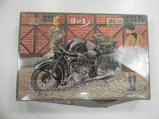 1/35 Ibg 35001 Bmw R12 Motorcycle With Sidecar - Civilian Versions (3 In 1)