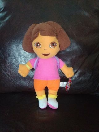 Dora The Explorer 12 " Plush Doll Wearing Purple Mr Backpack Firm Stuffed Toy