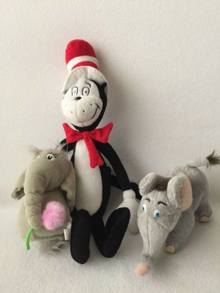 Dr Seuss Cat In The Hat And Elephant Horton Doll Toy Finger Puppet