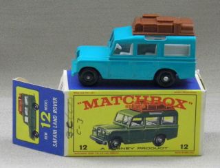 1965 Lesney Matchbox 12 - C V.  2 Safari Land Rover W/luggage - E3 Box