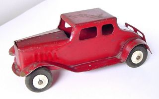 1930s Wyandotte Marx Usa Pressed Steel 6 " 2 Door Sedan Red W Wooden Wheels