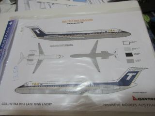 Hawkeye Models 1/144th Scale Taa Douglas Dc - 9 - 31 1970 - 1980 Decal Cds113