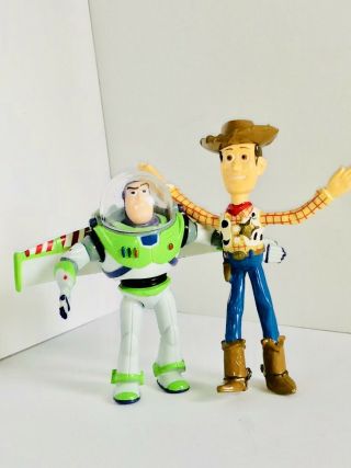1995 Disney Toy Story Buzz Lightyear And Woody Thinkway Bendable Figure Vintage