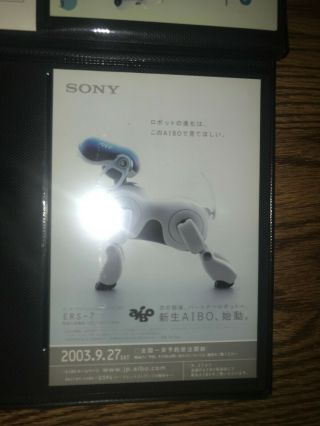 Sony aibo ERS - 7 promotional start up items collectors peices and Aibo Stickers 3