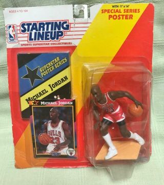 1992 Michael Jordan Starting Lineup Figure With Poster - Chicago Bulls Card
