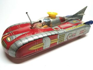 TIN METAL SPACESHIP TOY CAR VINTAGE BATTERY OPERATED Non 2